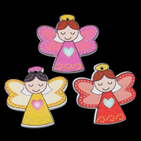 Wood Pendants, Fairy, printing, mixed colors, 30x30x3mm, Hole:Approx 1mm, 500PCs/Bag, Sold By Bag