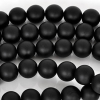 Natural Black Agate Beads Round & frosted Sold by Strand