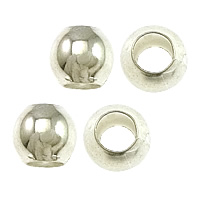 Brass Large Hole Bead, Drum, silver color plated, 5mm, Hole:Approx 3mm, 100PCs/Bag, Sold By Bag