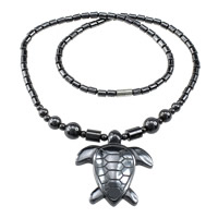Non Magnetic Hematite Necklace stainless steel magnetic clasp Turtle Length Approx 20 Inch Sold By Lot