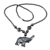 Non Magnetic Hematite Necklace stainless steel screw clasp Elephant Length Approx 20.5 Inch Sold By Lot
