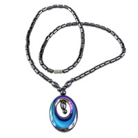 Non Magnetic Hematite Necklace stainless steel screw clasp Flat Oval colorful plated Length Approx 17 Inch Sold By Lot