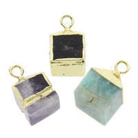 Quartz Gemstone Pendants with Brass natural mixed 11.5x19- Approx 2mm Sold By Bag