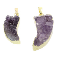 Natural Quartz Druzy Pendants Amethyst with Brass Triangle February Birthstone & druzy style - Approx Sold By Bag