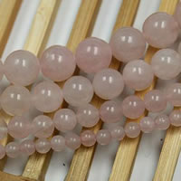 Naturlige rosenkvarts perler, Rose Quartz, Runde, forskellig størrelse for valg, Hole:Ca. 1-1.5mm, Solgt Per 15 inch Strand