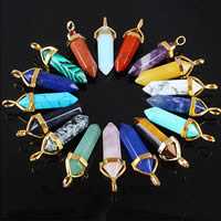 Gemstone Pendants Jewelry with Brass pendulum gold color plated nickel lead & cadmium free 36- Approx Sold By PC