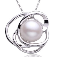 Freshwater Pearl Pendants with Brass Flower silver color plated natural white 10-11mm Approx 5-10mm Sold By PC