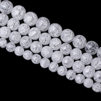 Perles quartz craquelé, Cristal craquelé, Rond, naturel, normes différentes pour le choix, blanc, Longueur Environ 15.7 pouce, Vendu par lot