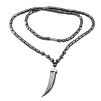 Non Magnetic Hematite Necklace stainless steel screw clasp Horn Length Approx 18 Inch Sold By Lot