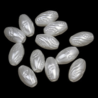 ABS plast pärla Bead, Oval, vit, 8x13mm, Hål:Ca 1mm, 2Väskor/Lot, Ca 1000PC/Bag, Säljs av Lot