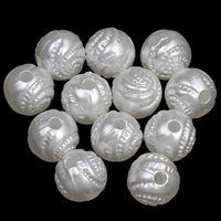 Perlas de plástico ABS Abalorio, Esférico, Blanco, 10mm, agujero:aproximado 1.5mm, 2bolsaspantalón/Grupo, aproximado 1250PCs/Bolsa, Vendido por Grupo