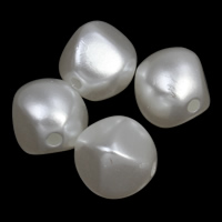 Perlas de plástico ABS Abalorio, Pepitas, Blanco, 9x10mm, agujero:aproximado 1mm, 2bolsaspantalón/Grupo, aproximado 1000PCs/Bolsa, Vendido por Grupo