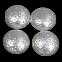 Perlas de plástico ABS Abalorio, Redondo aplanado, superficie bache, Blanco, 11x6mm, agujero:aproximado 1mm, 2bolsaspantalón/Grupo, aproximado 1660PCs/Bolsa, Vendido por Grupo