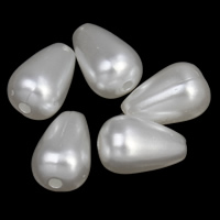ABS műanyag gyöngy Üveggyöngy, Könnycsepp, fehér, 7x10mm, Lyuk:Kb 1mm, 2táskák/Lot, Kb 2500PC-k/Bag, Által értékesített Lot