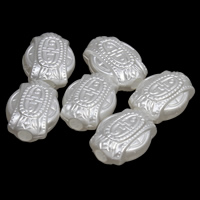 ABS plastik perle Bead, hvid, 10x13x6mm, Hole:Ca. 1mm, 2Tasker/Lot, Ca. 1250pc'er/Bag, Solgt af Lot