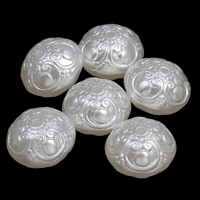 Tworzywa ABS perła Koralik, Okrąg, biały, 16x12mm, otwór:około 1mm, 2Torby/wiele, około 355komputery/torba, sprzedane przez wiele
