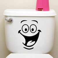 PVC Plastic Toilet Sticker Smiling Face adhesive Sold By Set