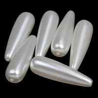 Perlas de plástico ABS Abalorio, Gota, Blanco, 9x30mm, agujero:aproximado 1mm, 2bolsaspantalón/Grupo, aproximado 450PCs/Bolsa, Vendido por Grupo