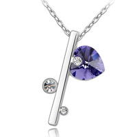 Swarovski Kristall Halsketten, Zinklegierung, mit Swarovski, platiniert, violett, 1.7x2.8cm, verkauft per ca. 17-20 ZollInch Strang