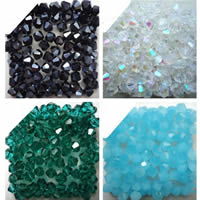 Doppelkegel Kristallperlen, Kristall, facettierte, mehrere Farben vorhanden, 4mm, Bohrung:ca. 1mm, ca. 100PCs/Tasche, verkauft von Tasche
