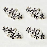 Mid Finger Ring Zinc Alloy Flower antique silver color plated with rhinestone nickel lead & cadmium free US Ring Sold By PC