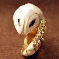 Zinc Alloy Finger Ring Snake gold color plated enamel & with rhinestone nickel lead & cadmium free US Ring Sold By PC