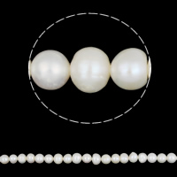 Bulvių išauginti gėlavandenių perlų karoliukai, Gėlo vandens perlų, Bulvė, natūralus, baltas, 7-8mm, Skylė:Apytiksliai 0.8mm, Parduota už Apytiksliai 14.7 Inch Strand