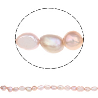 Baroko Kultūringas gėlavandenių perlų karoliukai, Gėlo vandens perlų, Barokas, natūralus, purpurinis, 8-9mm, Skylė:Apytiksliai 0.8mm, Parduota už Apytiksliai 15 Inch Strand