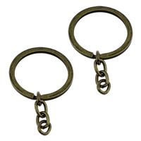 Ijzer Split Ring, antiek brons plated, met extender keten, 32x2mm, 7x9x1.5mm, 200pC's/Lot, Verkocht door Lot
