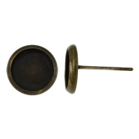 Vástago de Metal para Pendientes, chapado en color bronce antiguo, libre de níquel, plomo & cadmio, 10x14mm, 0.7mm, diámetro interior:aproximado 8mm, 200PCs/Grupo, Vendido por Grupo