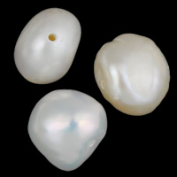 Barock odlad sötvattenspärla pärlor, Freshwater Pearl, naturlig, vit, 9-10mm, Hål:Ca 0.8mm, 10PC/Bag, Säljs av Bag