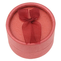 Cardboard Ring Box with Velveteen Flat Round red Sold By Bag