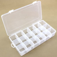 Sieraden Kralen Container, Plastic, Rechthoek, transparant & 18 cellen, duidelijk, 227x113x43mm, Verkocht door PC