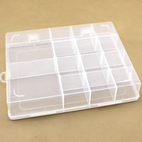 Sieraden Kralen Container, Plastic, Rechthoek, transparant & 14 cellen, duidelijk, 205x165x40mm, Verkocht door PC