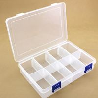 Jewelry Beads Container, Plastic, Rectangle, transparent & 8 cells, clear, 195x127x45mm, Sold By PC
