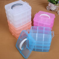 Sieraden Kralen Container, Plastic, Rechthoek, transparant & 18 cellen, meer kleuren voor de keuze, 165x165x130mm, Verkocht door PC
