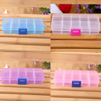 Cajas para Joyas, Plástico, Rectángular, transparente & 10 células, más colores para la opción, 132x72x23mm, Vendido por UD