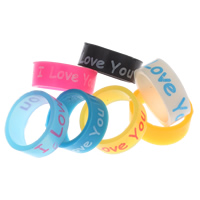 Silicone Finger Ring Donut word I love you printing mixed colors 8mm US Ring Sold By Bag