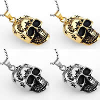 Titanium Steel Pendants Skull plated with star pattern & for man & blacken Approx Sold By Lot