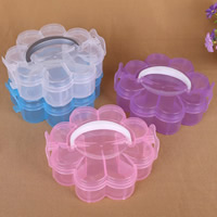 Sieraden Kralen Container, Plastic, Bloem, transparant & 3 cellen, meer kleuren voor de keuze, 170x170x37mm, Verkocht door PC