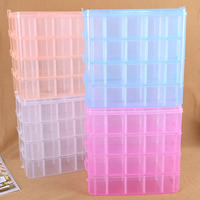Sieraden Kralen Container, Plastic, Rechthoek, 40 cellen & transparant, meer kleuren voor de keuze, 245x65x235mm, Verkocht door PC