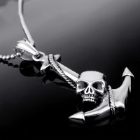 Titanium Steel Pendants Anchor nautical pattern & with skull pattern & for man & blacken Approx Sold By Lot