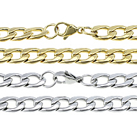 Stainless Steel Chain halskæde, forgyldt, bremse kæde, flere farver til valg, 13x9x2.50mm, Længde Ca. 21 inch, Solgt af Lot