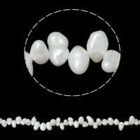 Keishi kultivované sladkovodní perle, Sladkovodní Pearl, přírodní, bílý, 5-10mm, Otvor:Cca 0.8mm, Prodáno za Cca 15.3 inch Strand