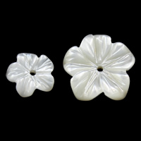 Naturalne białe koraliki z muszli, Muszla biała, Kwiat, różnej wielkości do wyboru, otwór:około 0.5mm, 20komputery/wiele, sprzedane przez wiele