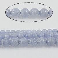 Blå Chalcedony Bead, Runde, naturlig, forskellige kvaliteter til valg & forskellig størrelse for valg, Længde Ca. 15.5 inch, Solgt af Lot