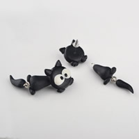 Polymer Clay Split Earring with plastic earnut stainless steel post pin Cat handmade 40mm Sold By Pair