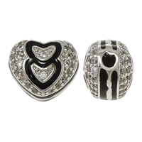 Cubic Zirconia Micro Pave Brass Beads Heart platinum plated micro pave cubic zirconia & enamel nickel lead & cadmium free Approx 2mm Sold By Lot