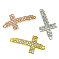 Cubic Zirconia Micro Pave Brass Connector Cross plated micro pave cubic zirconia & 1/1 loop nickel lead & cadmium free Approx 1mm Sold By Lot