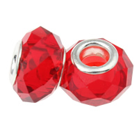 European Crystal Beads Rondelle sterling silver double core without troll ruby Approx 5mm Length 5 Sold By Bag